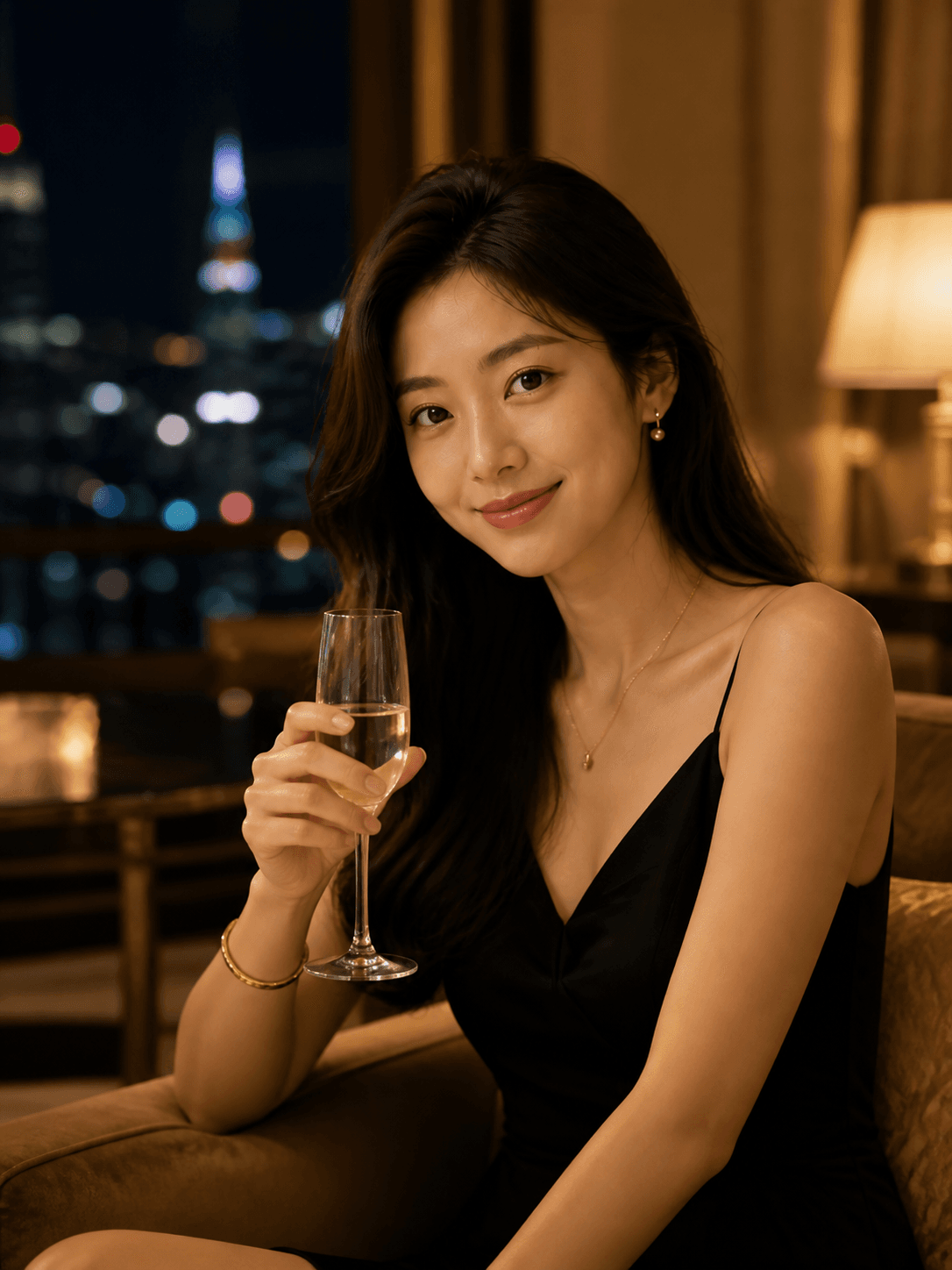 优雅酒店夜晚AI主题创作示例